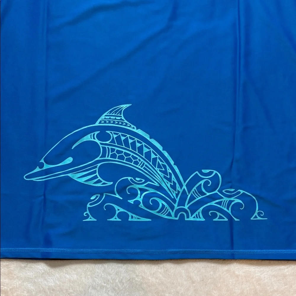 SeaHawaii Monkskin Large Watershirt UPF 50+ Rash Guard Blue Love The Ocean NWT